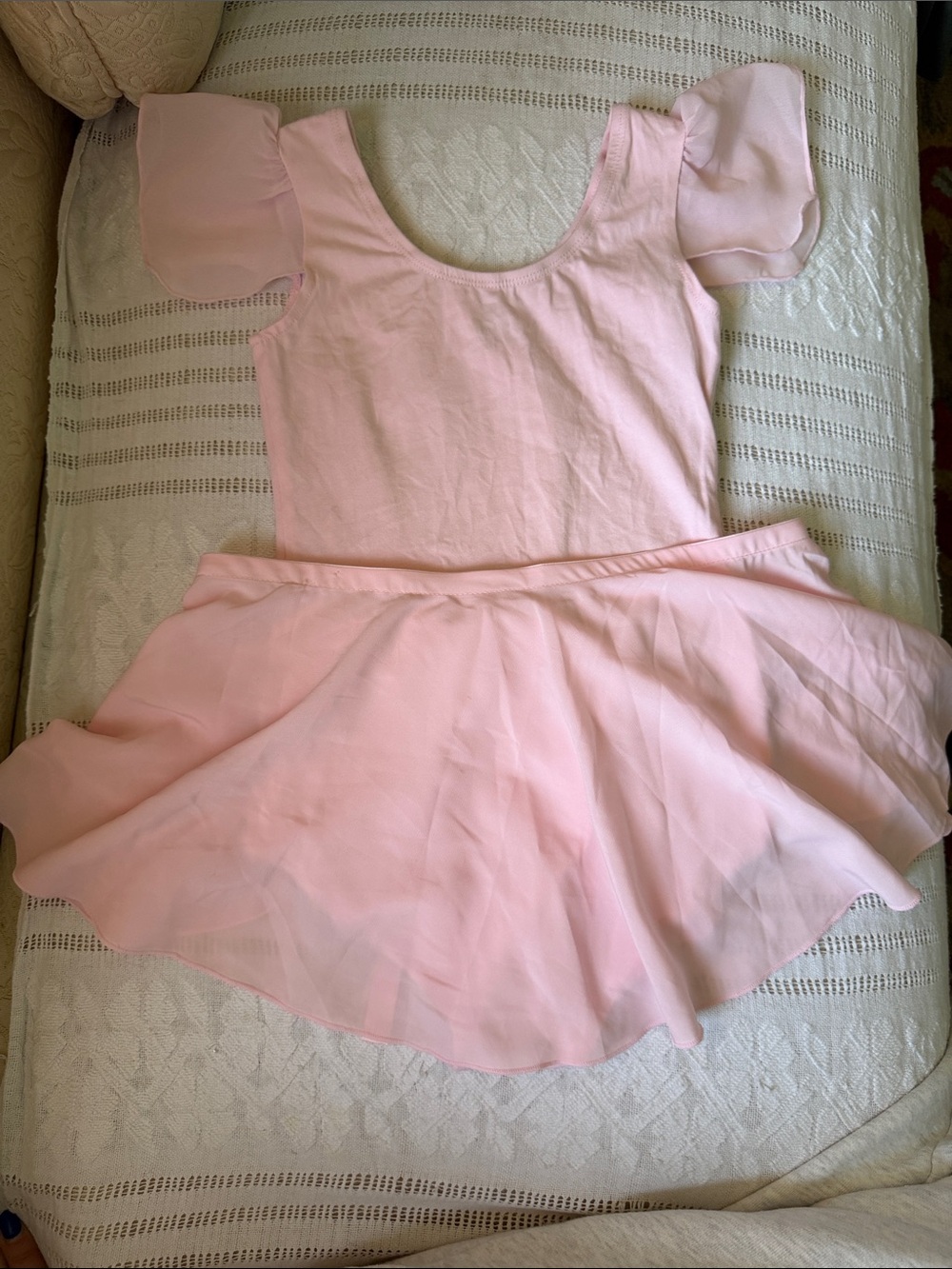 Stelle Pink Leotard with Puff Sleeves and adjustable skirt wrap